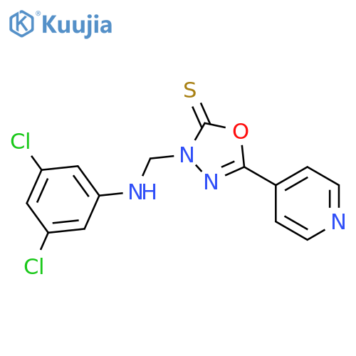 1,3,4-Oxadiazole-2(3H)-thione,3-[[(3,5-dichlorophenyl)amino]methyl]-5-(4-pyridinyl)- structure
