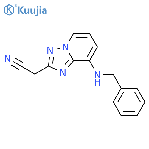 [1,2,4]TRIAZOLO[1,5-A]PYRIDINE-2-ACETONITRILE, 8-[(PHENYLMETHYL)AMINO]- structure