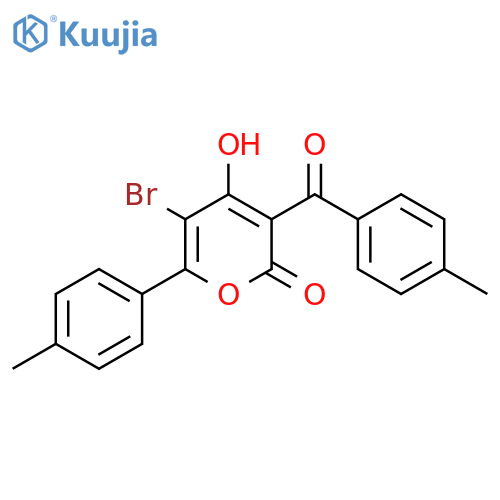 2H-Pyran-2-one, 5-bromo-4-hydroxy-3-(4-methylbenzoyl)-6-(4-methylphenyl)- structure