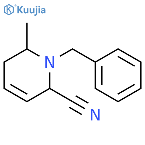 2-Pyridinecarbonitrile, 1,2,5,6-tetrahydro-6-methyl-1-(phenylmethyl)- structure