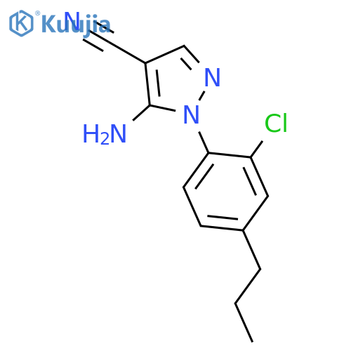1H-Pyrazole-4-carbonitrile, 5-amino-1-(2-chloro-4-propylphenyl)- structure