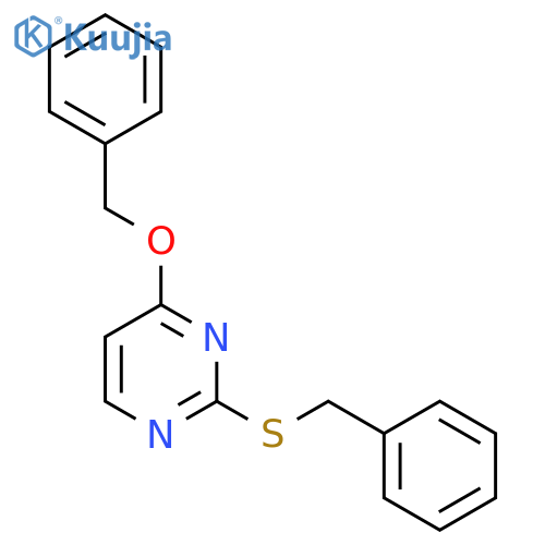 Pyrimidine, 4-(phenylmethoxy)-2-[(phenylmethyl)thio]- structure