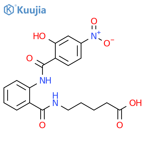 Pentanoic acid, 5-[[2-[(2-hydroxy-4-nitrobenzoyl)amino]benzoyl]amino]- structure