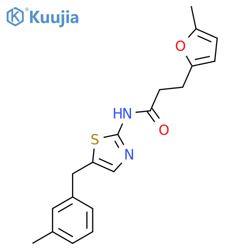 3-(5-methylfuran-2-yl)-N-{5-(3-methylphenyl)methyl-1,3-thiazol-2-yl}propanamide structure