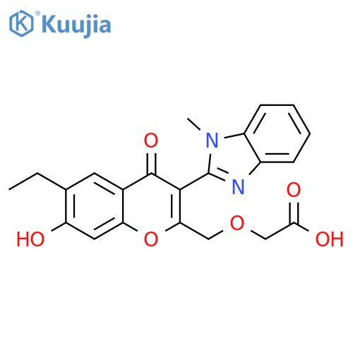 2-{6-ethyl-7-hydroxy-3-(1-methyl-1H-1,3-benzodiazol-2-yl)-4-oxo-4H-chromen-2-ylmethoxy}acetic acid structure