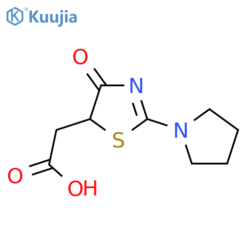 2-4-oxo-2-(pyrrolidin-1-yl)-4,5-dihydro-1,3-thiazol-5-ylacetic acid structure