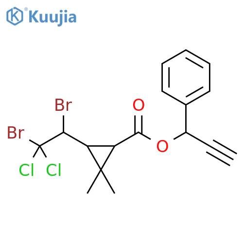 Cyclopropanecarboxylic acid, 3-(1,2-dibromo-2,2-dichloroethyl)-2,2-dimethyl-, 1-phenyl-2-propyn-1-yl ester structure