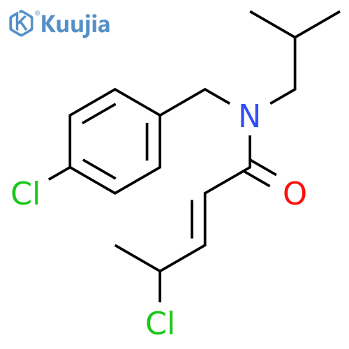 4-chloro-N-(4-chlorophenyl)methyl-N-(2-methylpropyl)pent-2-enamide structure