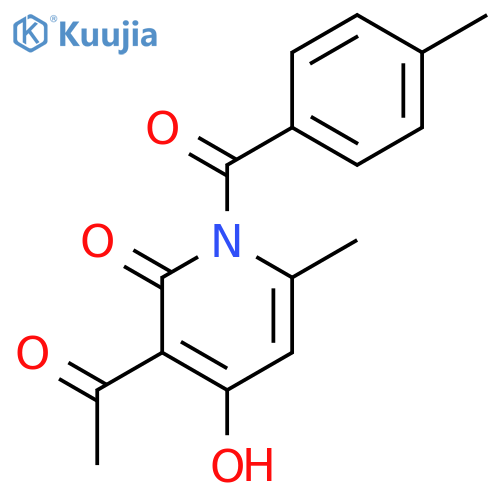2(1H)-Pyridinone, 3-acetyl-4-hydroxy-6-methyl-1-(4-methylbenzoyl)- structure