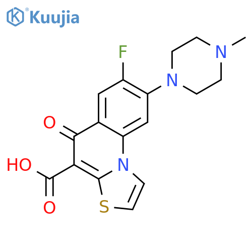 5H-Thiazolo[3,2-a]quinoline-4-carboxylicacid, 7-fluoro-8-(4-methyl-1-piperazinyl)-5-oxo- structure