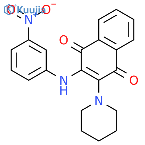1,4-NAPHTHALENEDIONE, 2-[(3-NITROPHENYL)AMINO]-3-(1-PIPERIDINYL)- structure