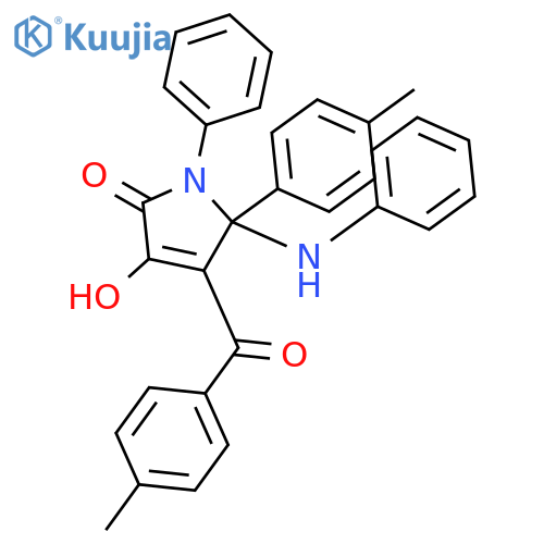 2H-Pyrrol-2-one,1,5-dihydro-3-hydroxy-4-(4-methylbenzoyl)-5-(4-methylphenyl)-1-phenyl-5-(phenylamino)- structure
