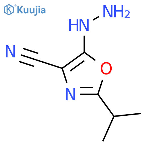 5-hydrazinyl-2-(propan-2-yl)-1,3-oxazole-4-carbonitrile structure