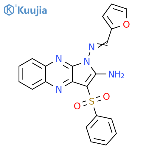 (1E)-3-(benzenesulfonyl)-N1-(furan-2-yl)methylidene-1H-pyrrolo2,3-bquinoxaline-1,2-diamine structure