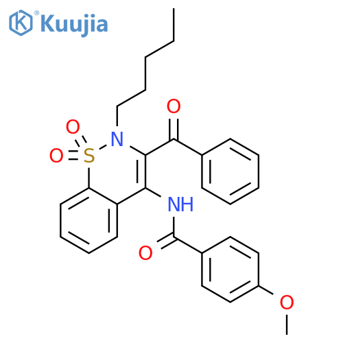 <br>N-(3-benzoyl-1,1-dioxido-2-pentyl-2H-benzo[e][1,2]thiazin-4-yl)-4-methoxybe nzamide structure