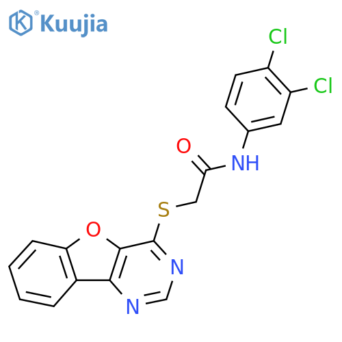 N-(3,4-dichlorophenyl)-2-{8-oxa-3,5-diazatricyclo7.4.0.0^{2,7}trideca-1(9),2(7),3,5,10,12-hexaen-6-ylsulfanyl}acetamide structure