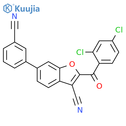 3-Benzofurancarbonitrile, 6-(3-cyanophenyl)-2-(2,4-dichlorobenzoyl)- structure