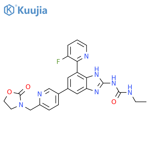 Urea,N-ethyl-N'-[4-(3-fluoro-2-pyridinyl)-6-[6-[(2-oxo-3-oxazolidinyl)methyl]-3-pyridinyl]-1H-benzimidazol-2-yl]- structure