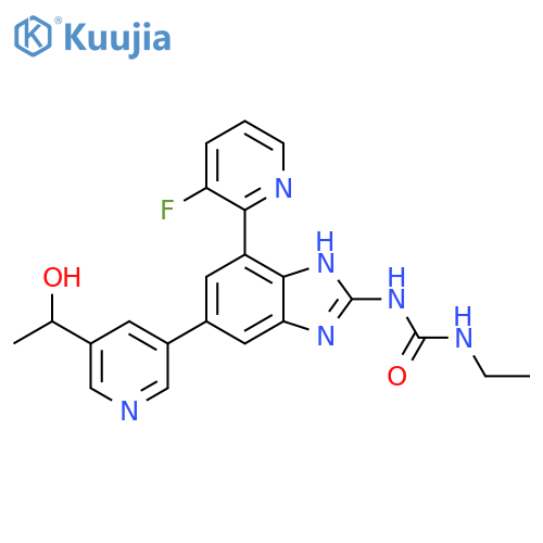 Urea,N-ethyl-N'-[4-(3-fluoro-2-pyridinyl)-6-[5-(1-hydroxyethyl)-3-pyridinyl]-1H-benzimidazol-2-yl]- structure