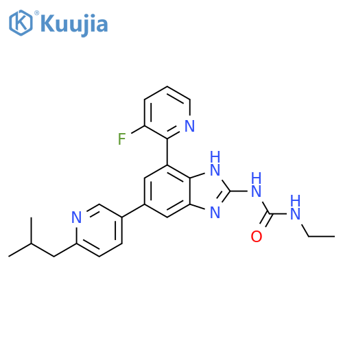 Urea,N-ethyl-N'-[4-(3-fluoro-2-pyridinyl)-6-[6-(2-methylpropyl)-3-pyridinyl]-1H-benzimidazol-2-yl]- structure