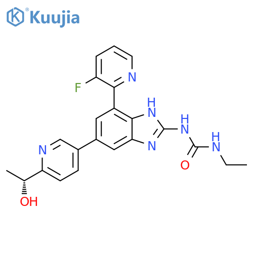 Urea,N-ethyl-N'-[4-(3-fluoro-2-pyridinyl)-6-[6-[(1R)-1-hydroxyethyl]-3-pyridinyl]-1H-benzimidazol-2-yl]- structure