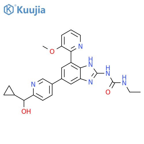 Urea,N-[6-[6-(cyclopropylhydroxymethyl)-3-pyridinyl]-4-(3-methoxy-2-pyridinyl)-1H-benzimidazol-2-yl]-N'-ethyl- structure