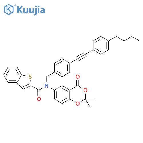 Benzo[b]thiophene-2-carboxamide,N-[[4-[(4-butylphenyl)ethynyl]phenyl]methyl]-N-(2,2-dimethyl-4-oxo-4H-1,3-benzodioxin-6-yl)- structure