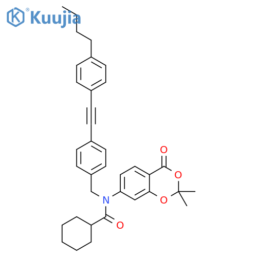 Cyclohexanecarboxamide,N-[[4-[(4-butylphenyl)ethynyl]phenyl]methyl]-N-(2,2-dimethyl-4-oxo-4H-1,3-benzodioxin-7-yl)- structure