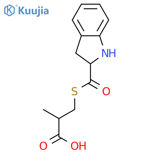 PROPANOIC ACID, 3-[[(2,3-DIHYDRO-1H-INDOL-2-YL)CARBONYL]THIO]-2-METHYL- structure