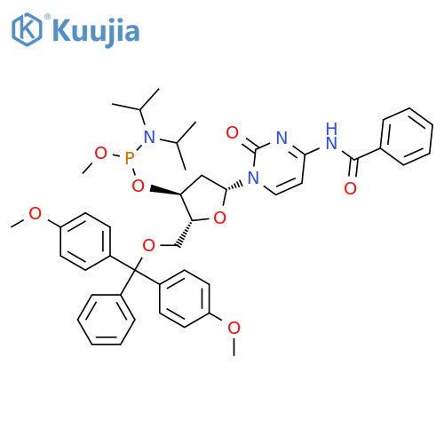 Cytidine,N-benzoyl-5'-O-[bis(4-methoxyphenyl)phenylmethyl]-2'-deoxy-, 3'-[methylbis(1-methylethyl)phosphoramidite] (9CI) structure