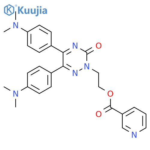 2-{5,6-bis[4-(dimethylamino)phenyl]-3-oxo-1,2,4-triazin-2(3H)-yl}ethyl pyridine-3-carboxylate structure