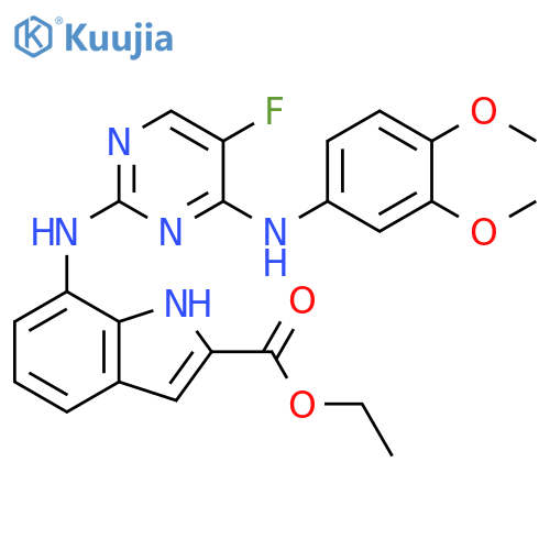 1H-Indole-2-carboxylic acid,7-[[4-[(3,4-dimethoxyphenyl)amino]-5-fluoro-2-pyrimidinyl]amino]-, ethylester structure