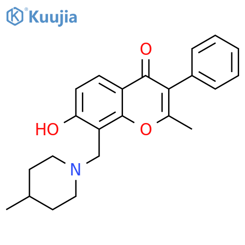 7-hydroxy-2-methyl-8-(4-methylpiperidin-1-yl)methyl-3-phenyl-4H-chromen-4-one structure