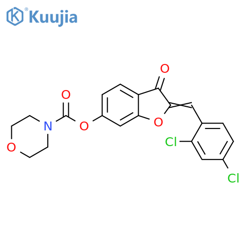 (2Z)-2-(2,4-dichlorophenyl)methylidene-3-oxo-2,3-dihydro-1-benzofuran-6-yl morpholine-4-carboxylate structure