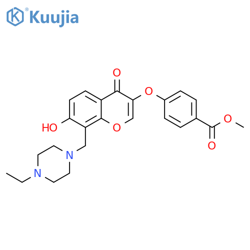 methyl 4-({8-[(4-ethylpiperazin-1-yl)methyl]-7-hydroxy-4-oxo-4H-chromen-3-yl}oxy)benzoate structure