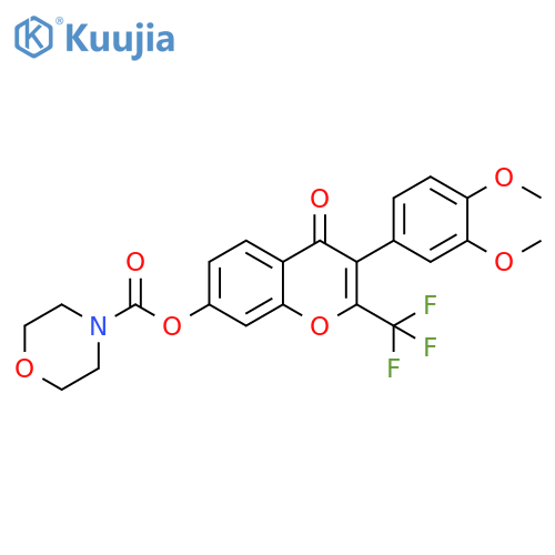 3-(3,4-dimethoxyphenyl)-4-oxo-2-(trifluoromethyl)-4H-chromen-7-yl morpholine-4-carboxylate structure