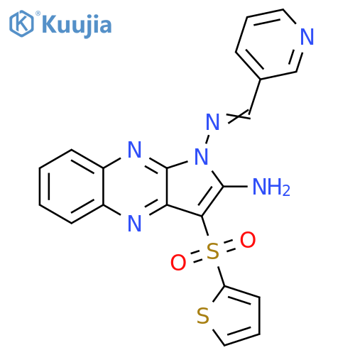 (1E)-N1-(pyridin-3-yl)methylidene-3-(thiophene-2-sulfonyl)-1H-pyrrolo2,3-bquinoxaline-1,2-diamine structure