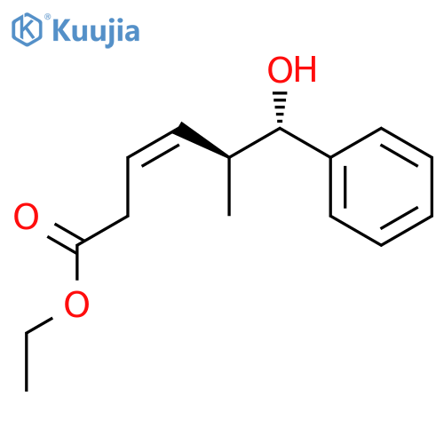 3-Hexenoic acid, 6-hydroxy-5-methyl-6-phenyl-, ethyl ester, (3Z,5S,6S)- structure