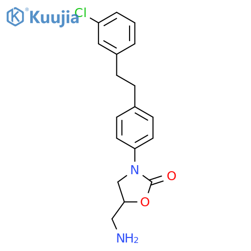 5-(aminomethyl)-3-[4-[2-(3-chlorophenyl)ethyl]phenyl]oxazolidin-2-one structure