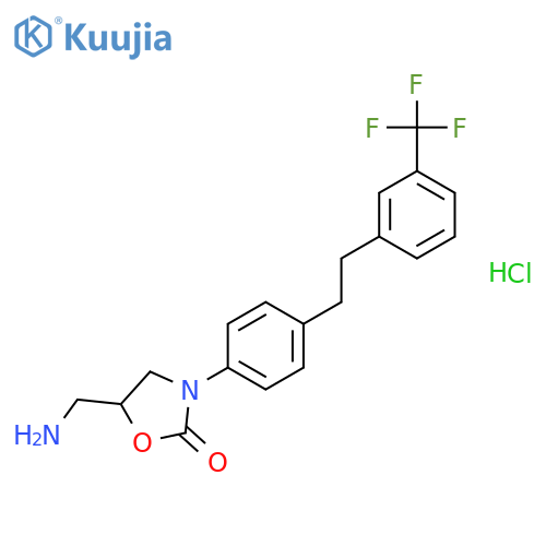 5-(aminomethyl)-3-[4-[2-[3-(trifluoromethyl)phenyl]ethyl]phenyl]oxazol idin-2-one hydrochloride structure