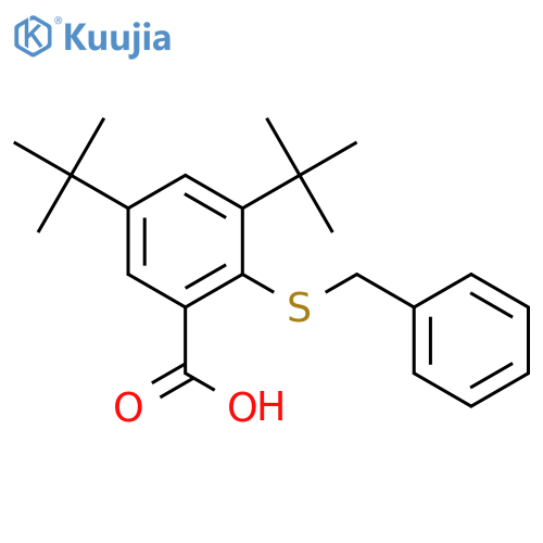 Benzoic acid, 3,5-bis(1,1-dimethylethyl)-2-[(phenylmethyl)thio]- structure