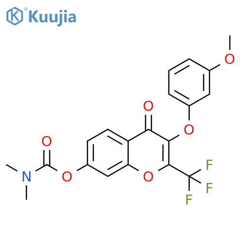3-(3-methoxyphenoxy)-4-oxo-2-(trifluoromethyl)-4H-chromen-7-yl N,N-dimethylcarbamate structure
