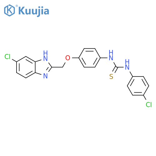 3-[4-[(5-chloro-3H-benzoimidazol-2-yl)methoxy]phenyl]-1-(4-chloropheny l)thiourea structure