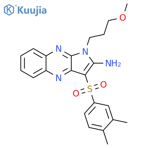 3-(3,4-dimethylbenzenesulfonyl)-1-(3-methoxypropyl)-1H-pyrrolo2,3-bquinoxalin-2-amine structure