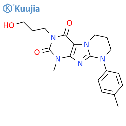 3-(3-hydroxypropyl)-1-methyl-9-(4-methylphenyl)-1H,2H,3H,4H,6H,7H,8H,9H-pyrimido1,2-gpurine-2,4-dione structure