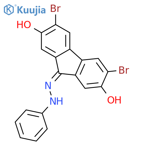 9H-Fluoren-9-one, 3,6-dibromo-2,7-dihydroxy-, phenylhydrazone structure