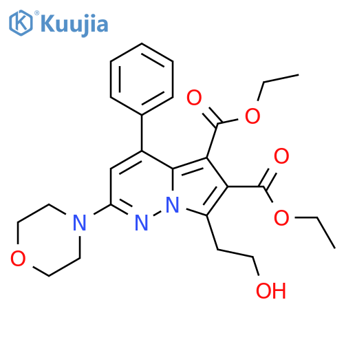 Pyrrolo[1,2-b]pyridazine-5,6-dicarboxylic acid,7-(2-hydroxyethyl)-2-(4-morpholinyl)-4-phenyl-, diethyl ester structure