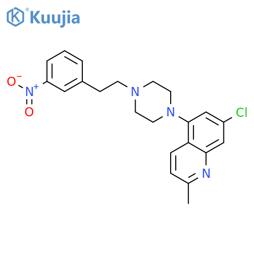 Quinoline, 7-chloro-2-methyl-5-[4-[2-(3-nitrophenyl)ethyl]-1-piperazinyl]- structure