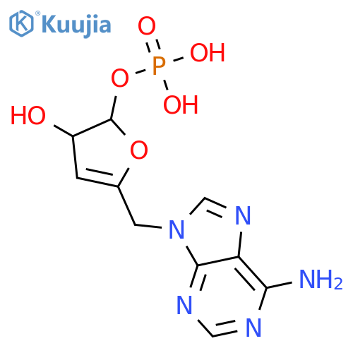 [(2R,3R)-5-[(6-aminopurin-9-yl)methyl]-3-hydroxy-2,3-dihydrofuran-2-yl]oxyphosphonic acid structure
