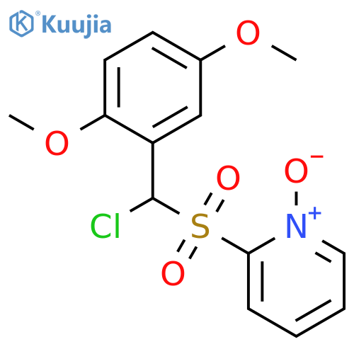 PYRIDINE, 2-[[CHLORO(2,5-DIMETHOXYPHENYL)METHYL]SULFONYL]-, 1-OXIDE structure